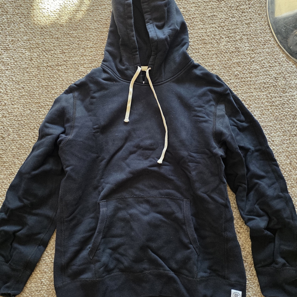 Reigning Champ Black Hoodie with White Drawstrings